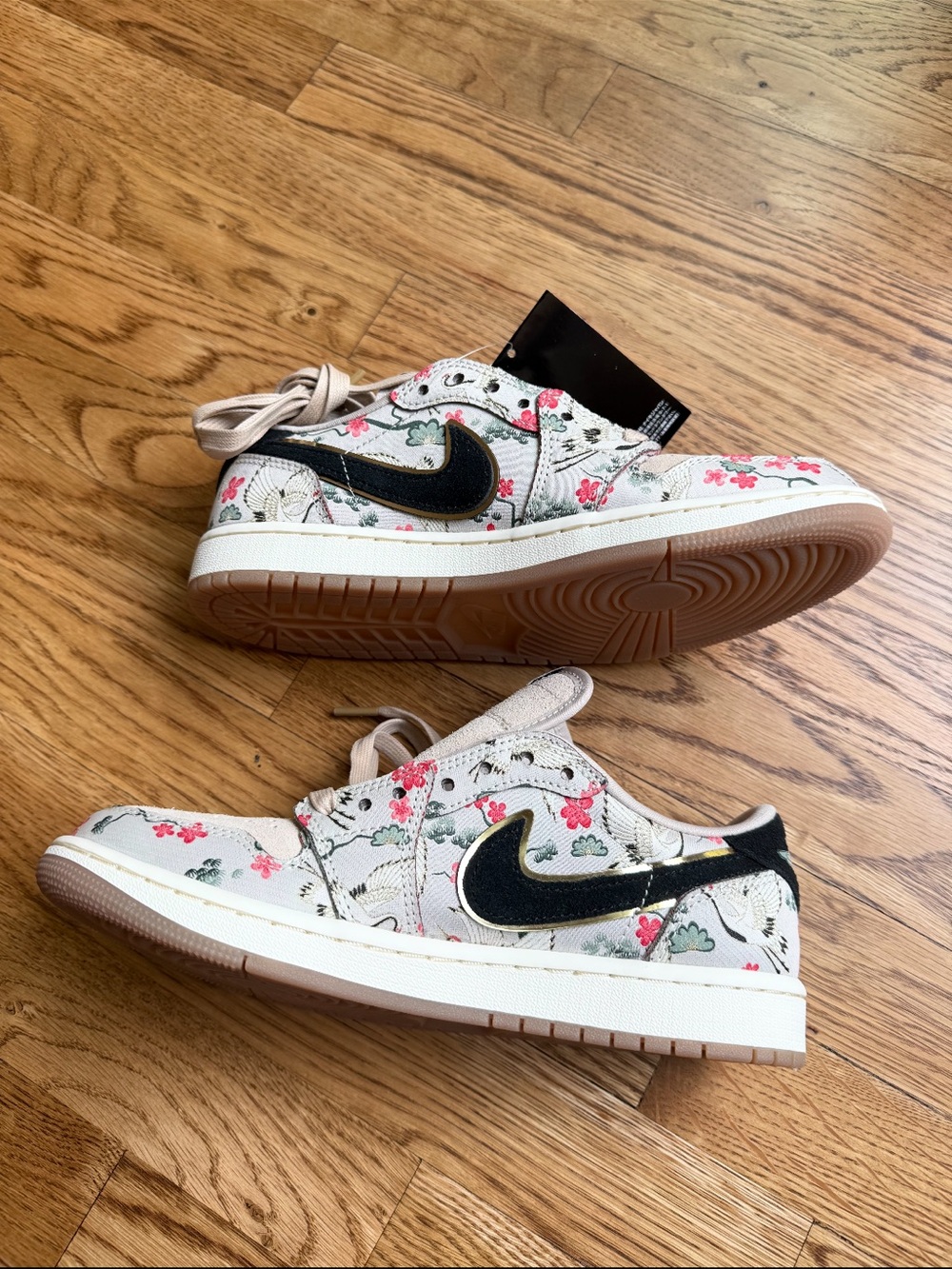 Nike Air Low-Top Sneakers in Blush with Pink Floral Trim